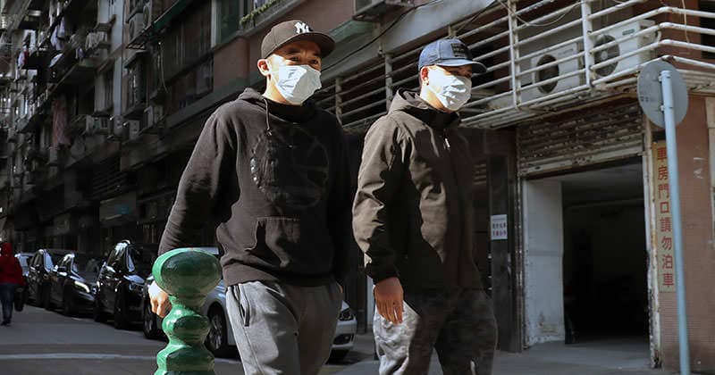 Wearing a face mask while walking