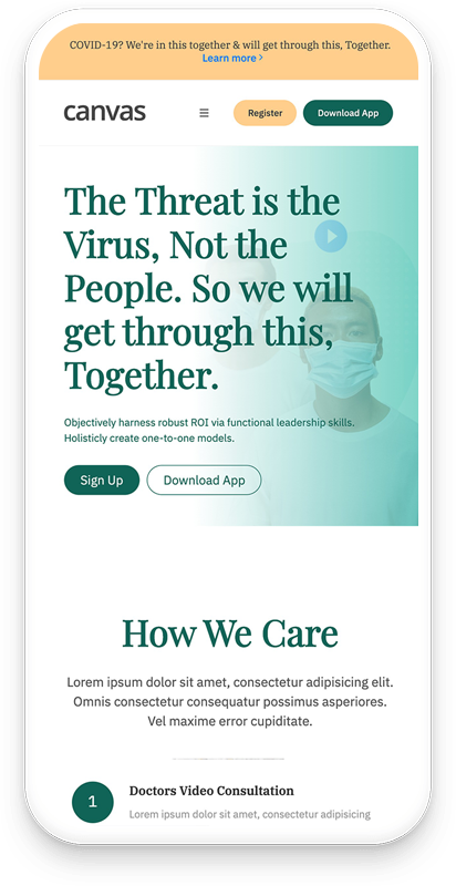 COVID Care mobile app on iPhone