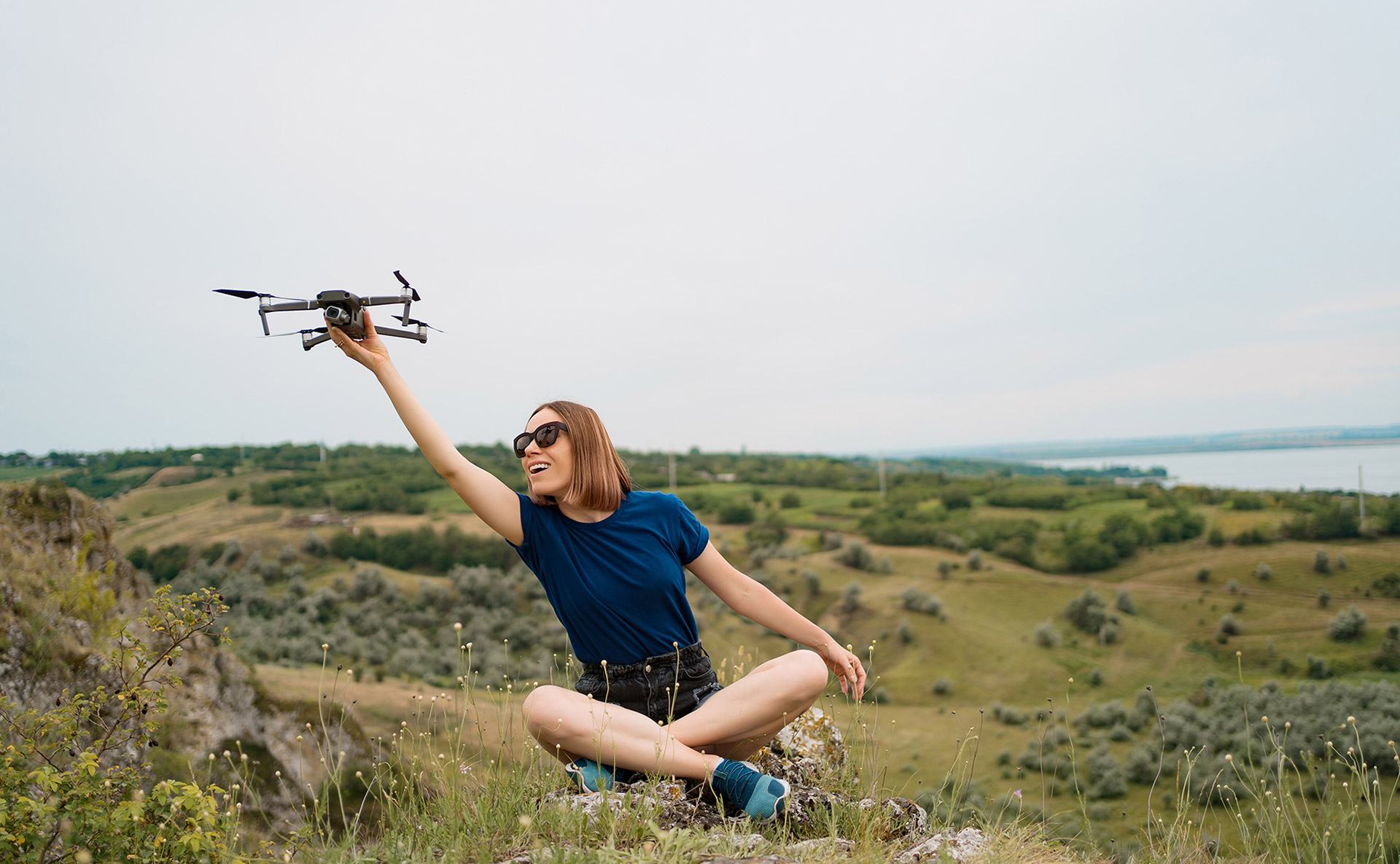 Hawkeye drone flying against a clear sky