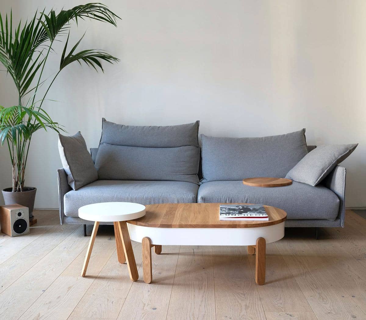 Light grey sofa cushion close-up