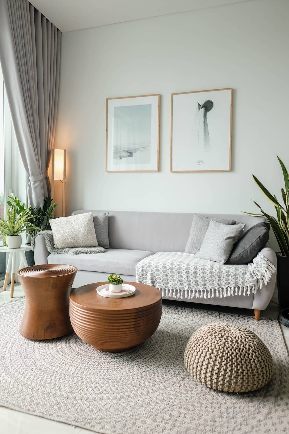 Light grey sofa side angle detail