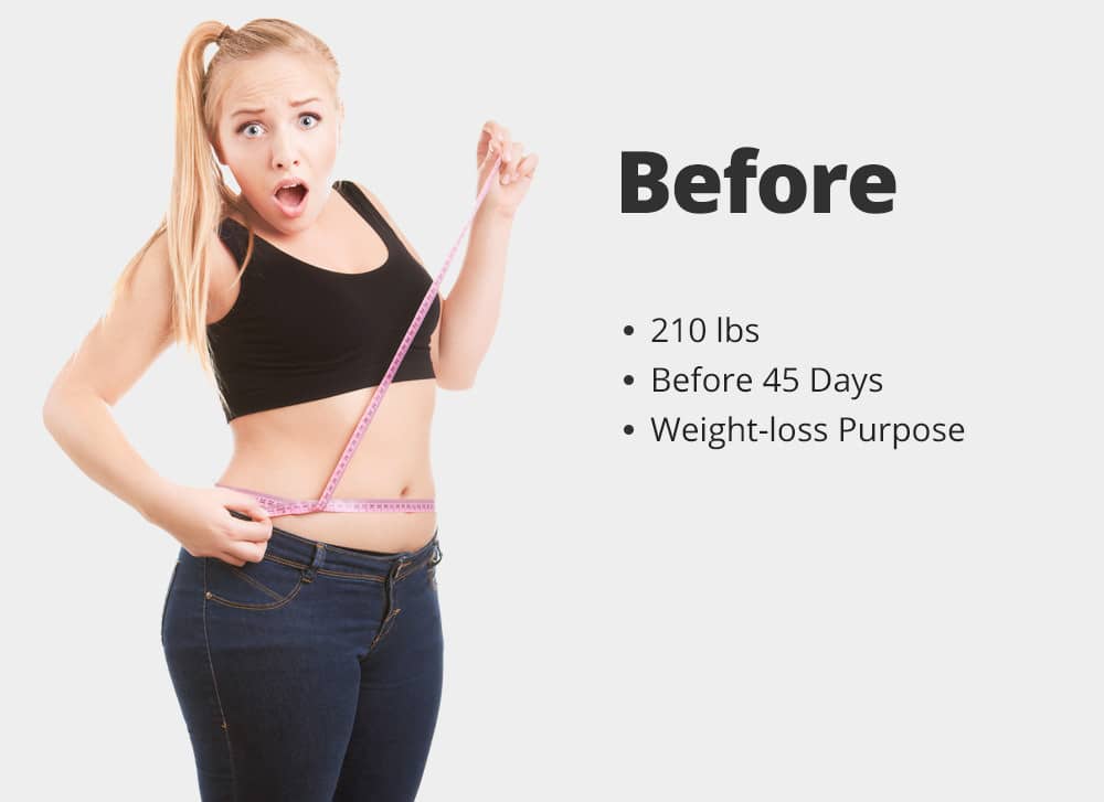 Gym client physique before 45-day weight-loss program