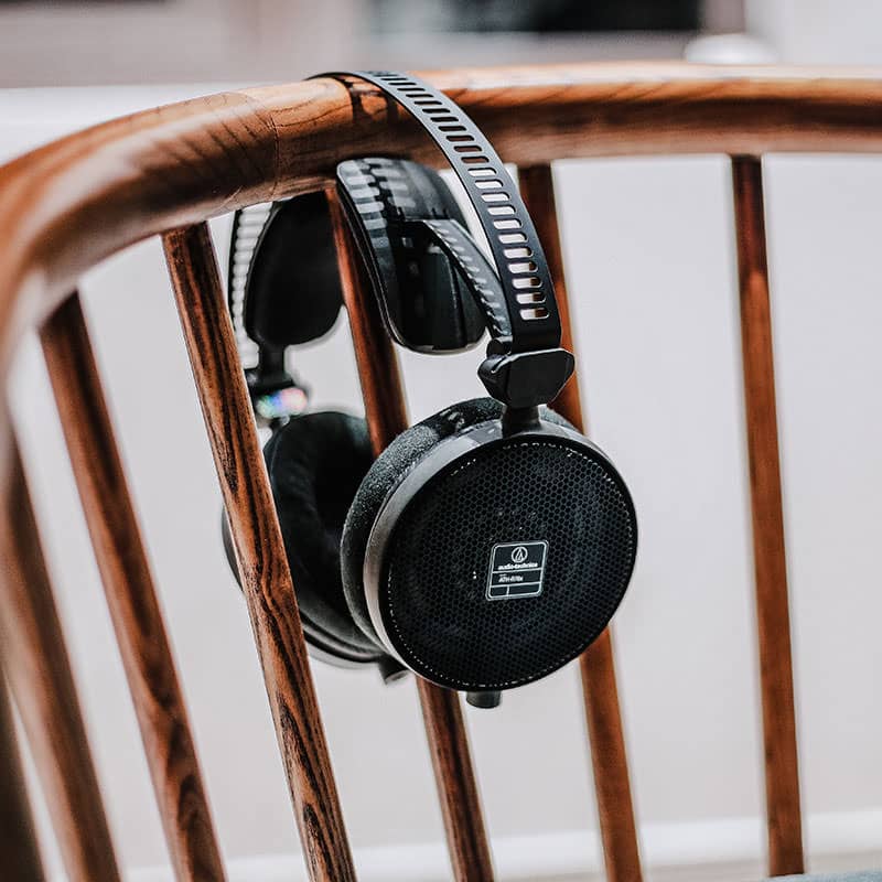 Headphones in studio setting