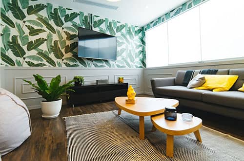 Evening ambient lighting in living room