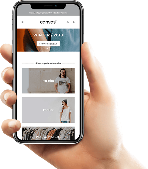 Canvas Shop mobile app on smartphone