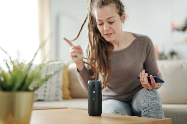 Voice assistant speaker anytime