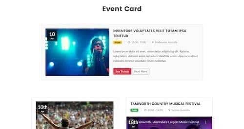 Canvas Event Cards block layout preview