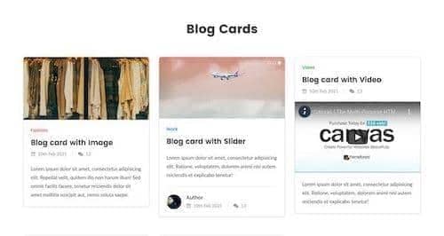 Canvas Blog Cards block layout preview