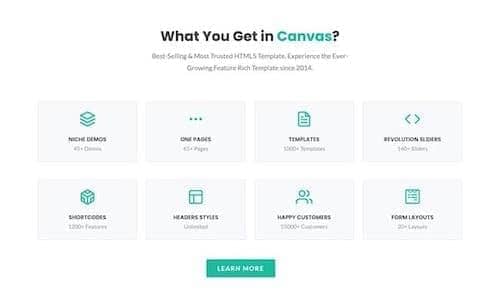 Canvas Featured Boxes 4 block layout preview