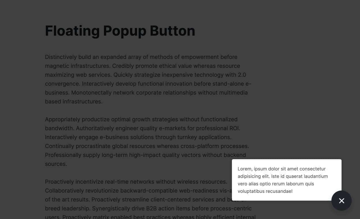 Canvas Floating Button block layout preview
