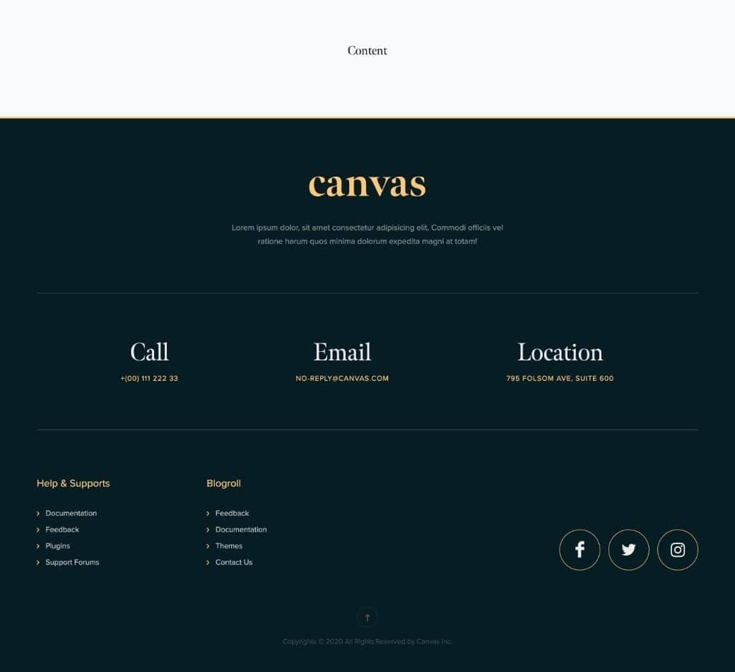 Canvas Footer 5 block layout preview