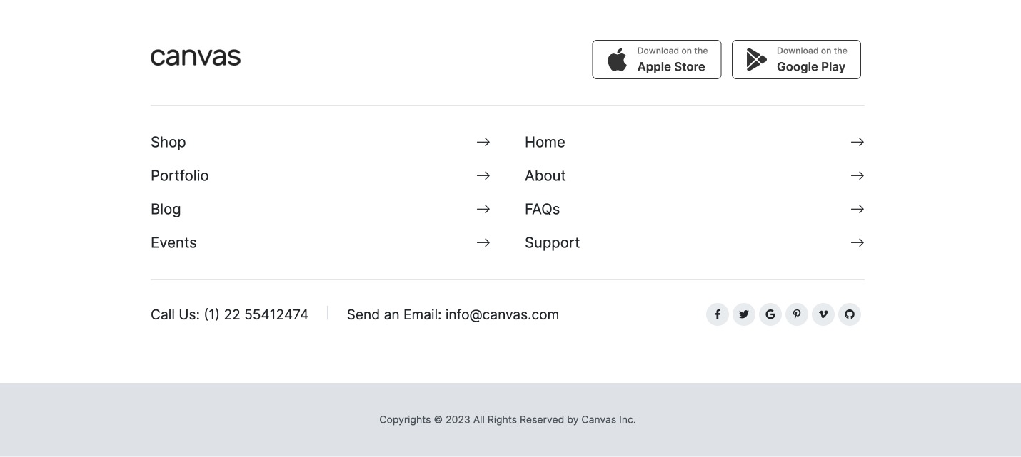 Canvas Footer 8 block layout preview
