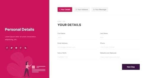 Canvas Form Steps block layout preview