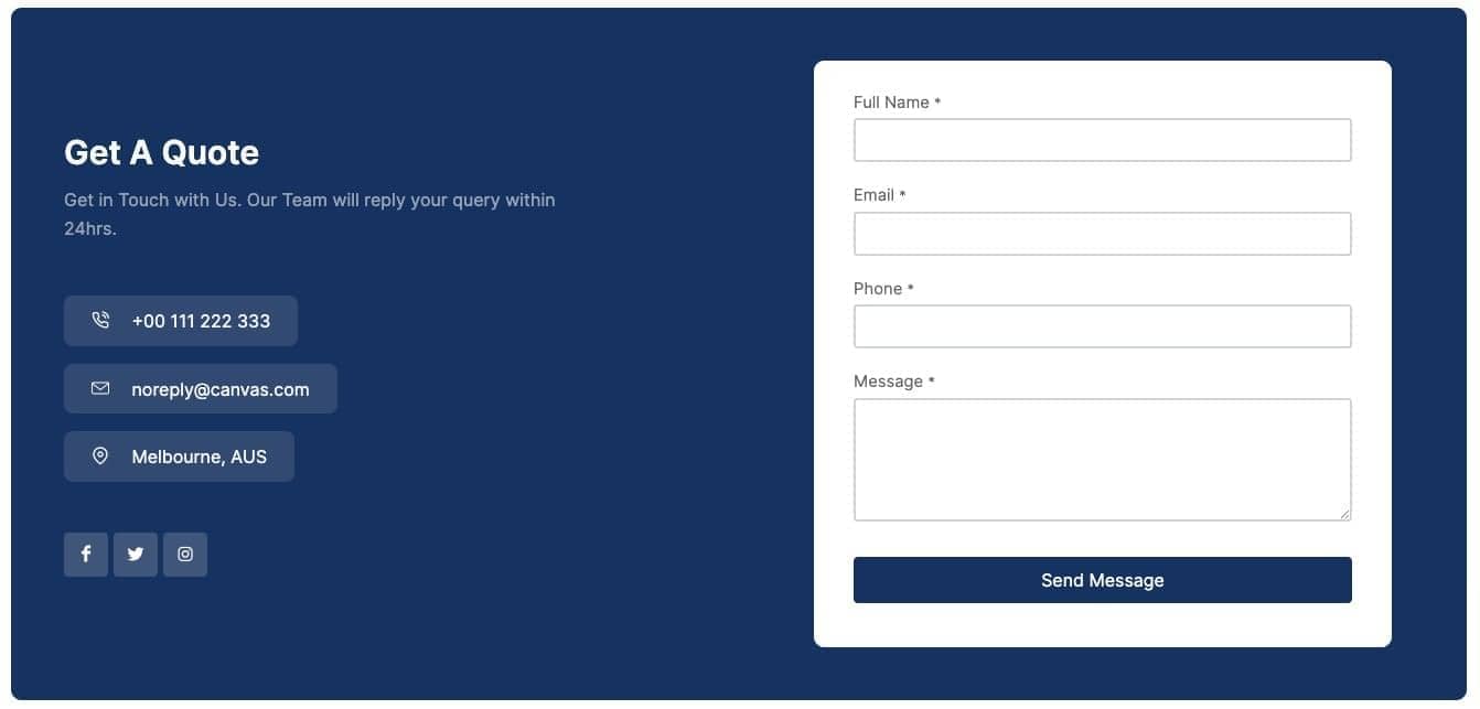 Canvas Form block layout preview