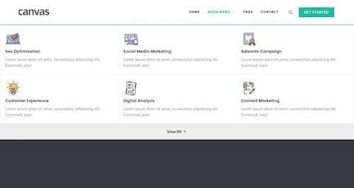 Canvas Mega Menu 2 block layout preview