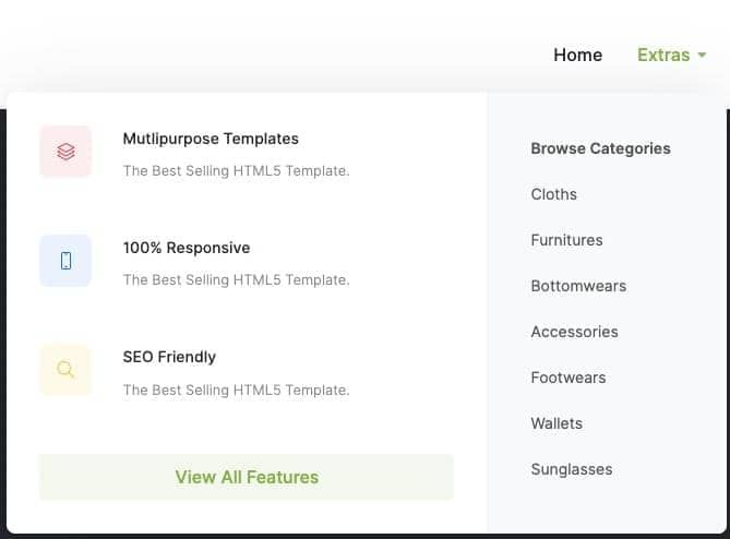 Canvas Mega Menu 5 block layout preview