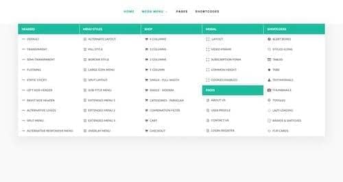 Canvas Mega Menu block layout preview