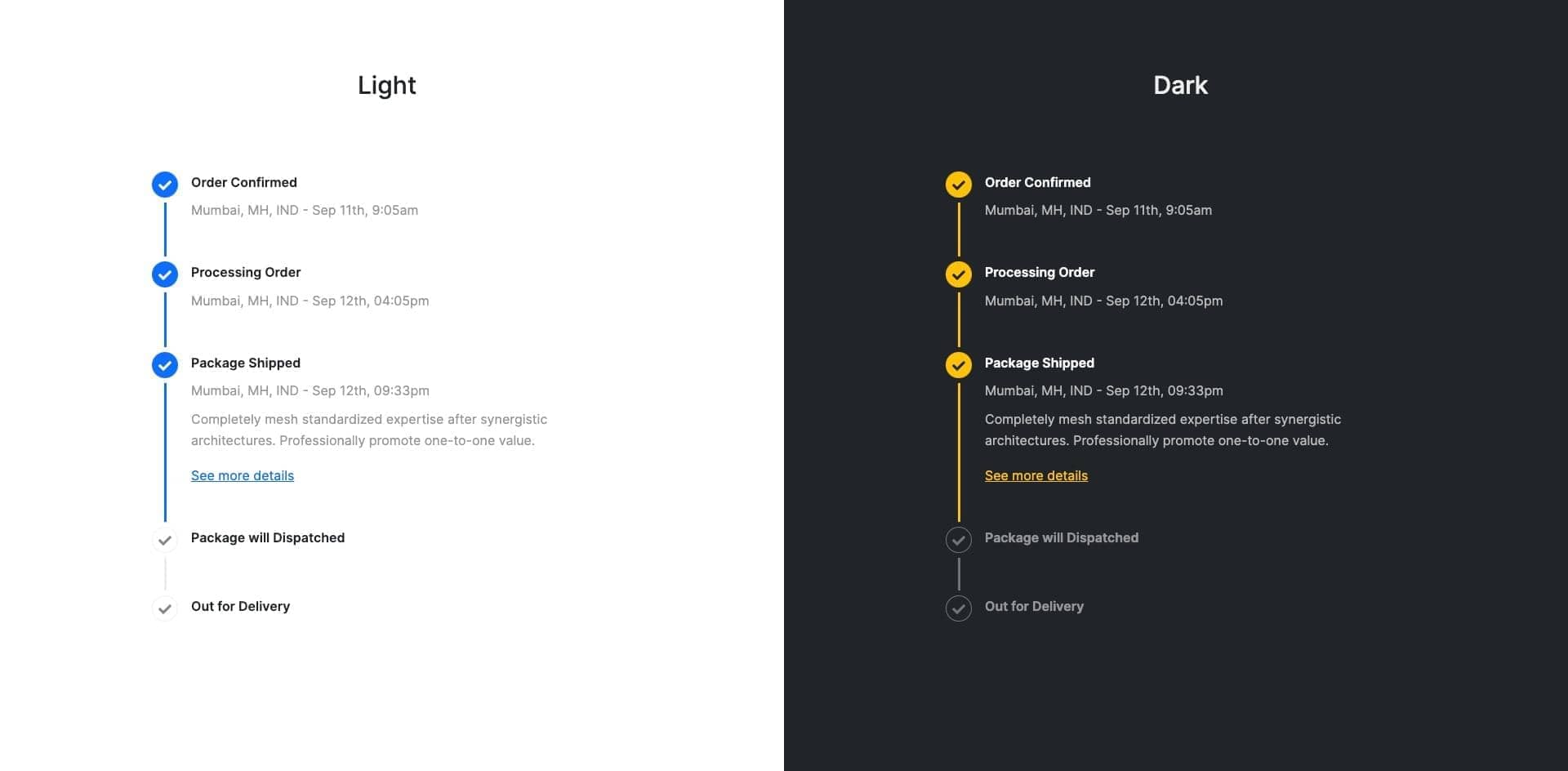 Canvas Order Tracking block layout preview