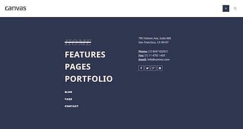 Canvas Overlay Menu block layout preview