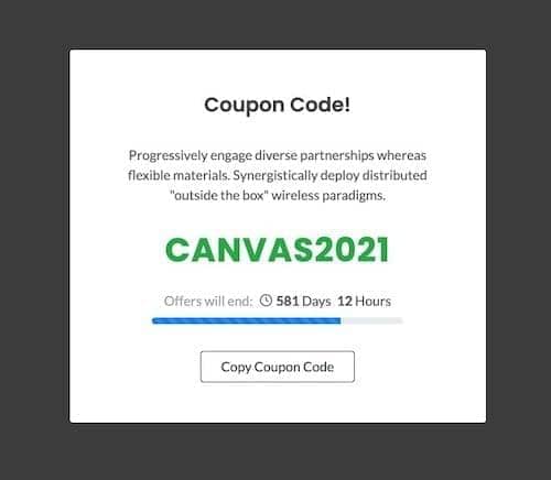 Canvas Popup Coupon block layout preview