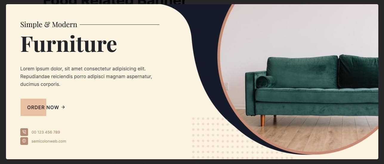 Canvas Furniture Popup Banner block layout preview