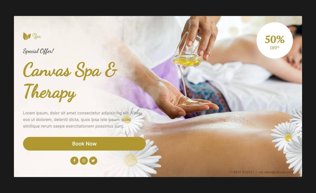Canvas Spa Popup Banner block layout preview