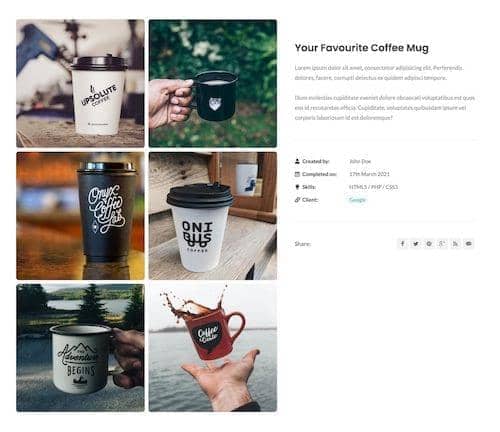 Canvas Portfolio Single Grid Sticky block layout preview