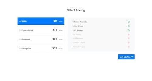 Canvas Pricing 6 block layout preview