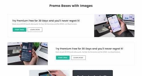 Canvas Promo Boxes block layout preview