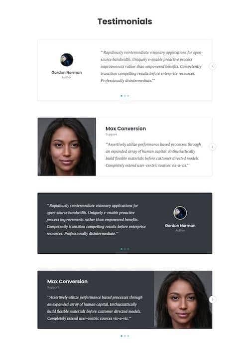 Canvas Testimonials 1 block layout preview