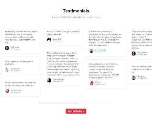 Canvas Testimonials 3 block layout preview