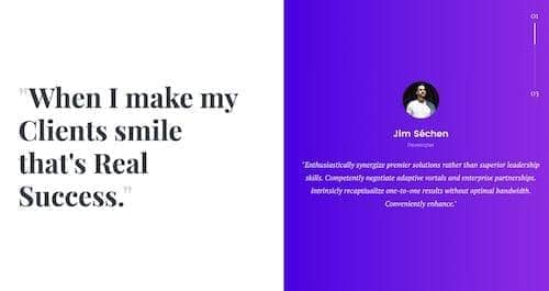 Canvas Testimonials Sticky block layout preview