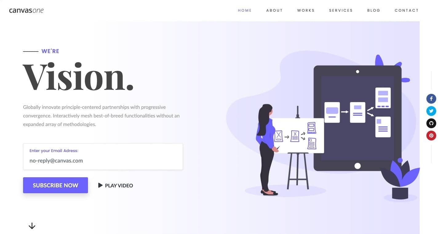 Canvas designer one-page demo preview