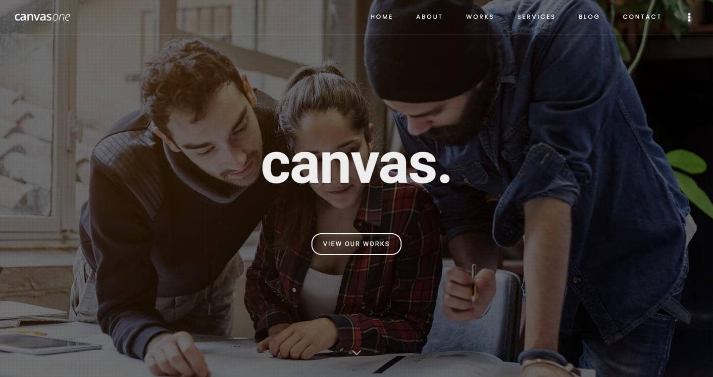Canvas one-page landing demo preview