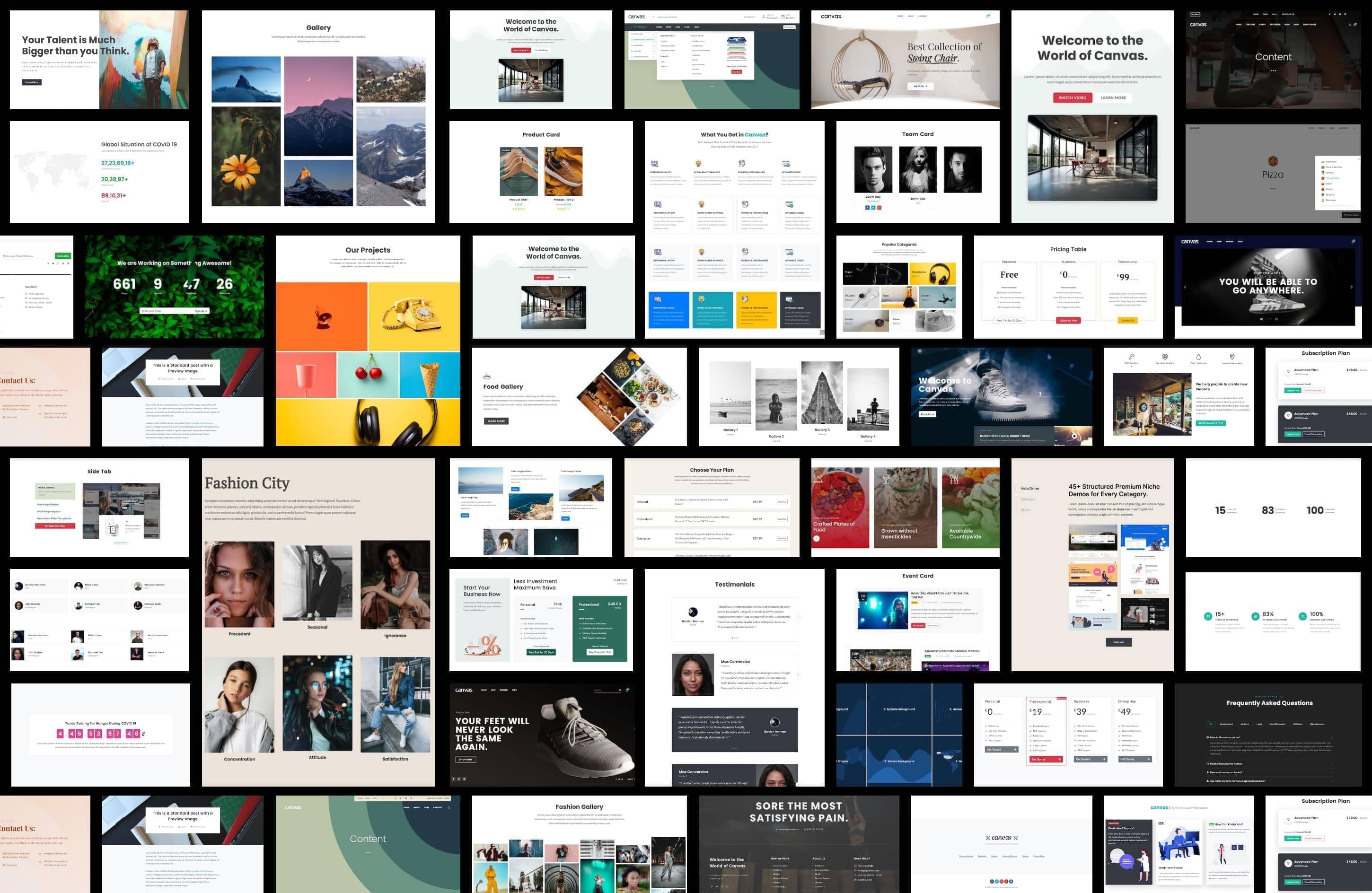 Canvas Section Blocks - copy, paste and assemble ready-made layouts