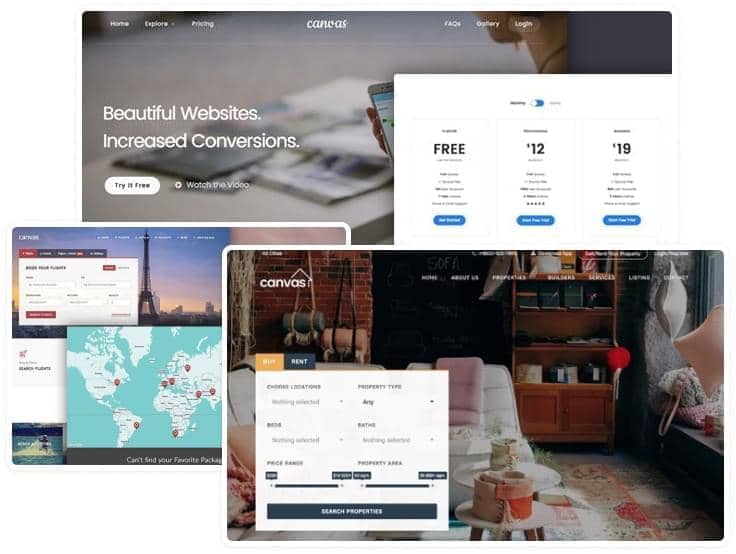 Canvas niche demo websites - 160+ ready-to-use website templates