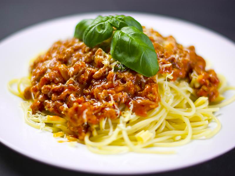 Classic Bolognese pasta plate