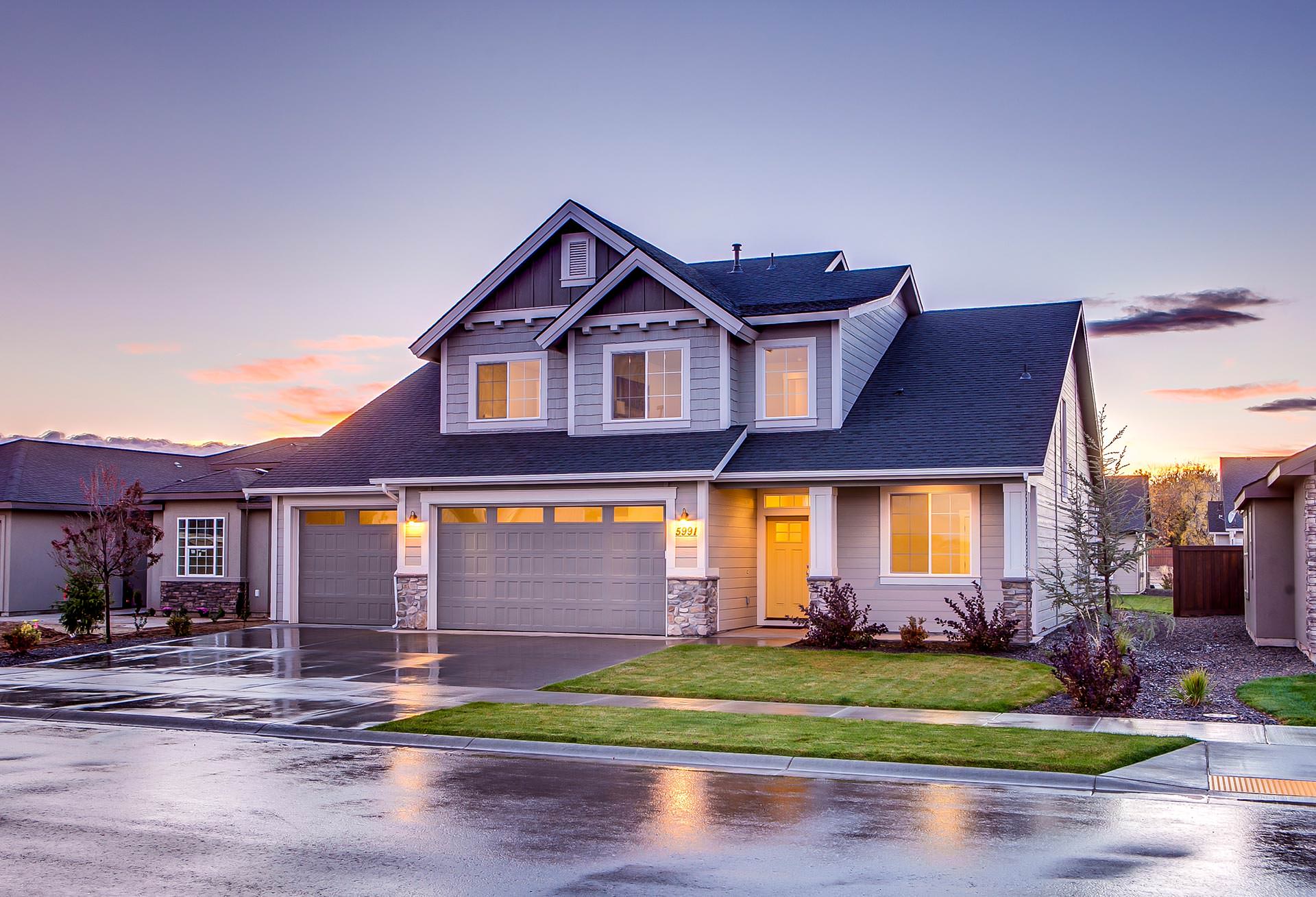 Luxury home exterior at dusk