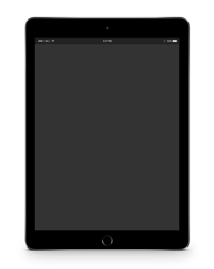 Dark iPad showing the responsive template