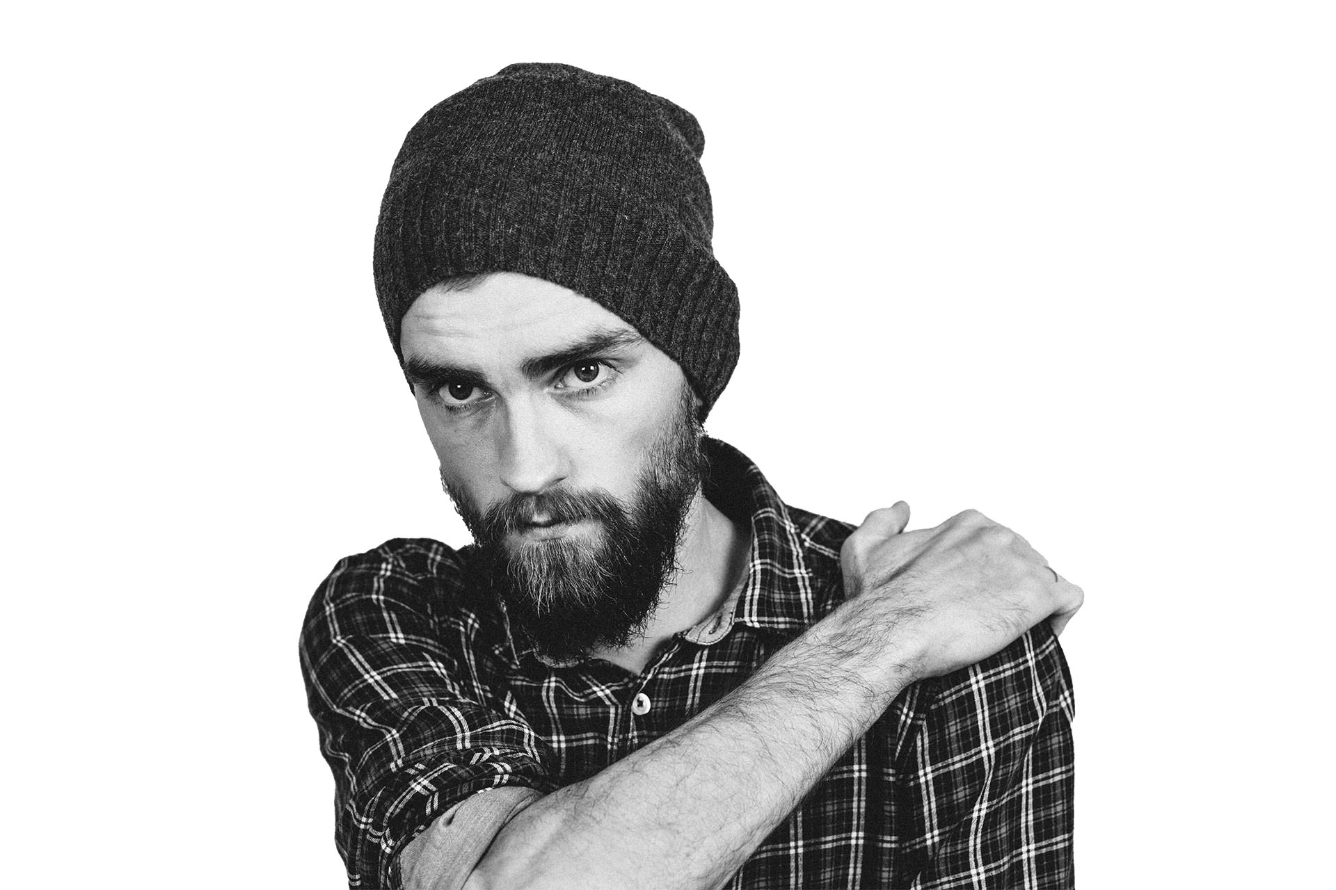 Black and white portrait double exposure