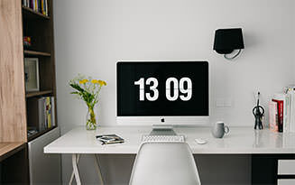 Minimal creative desk setup