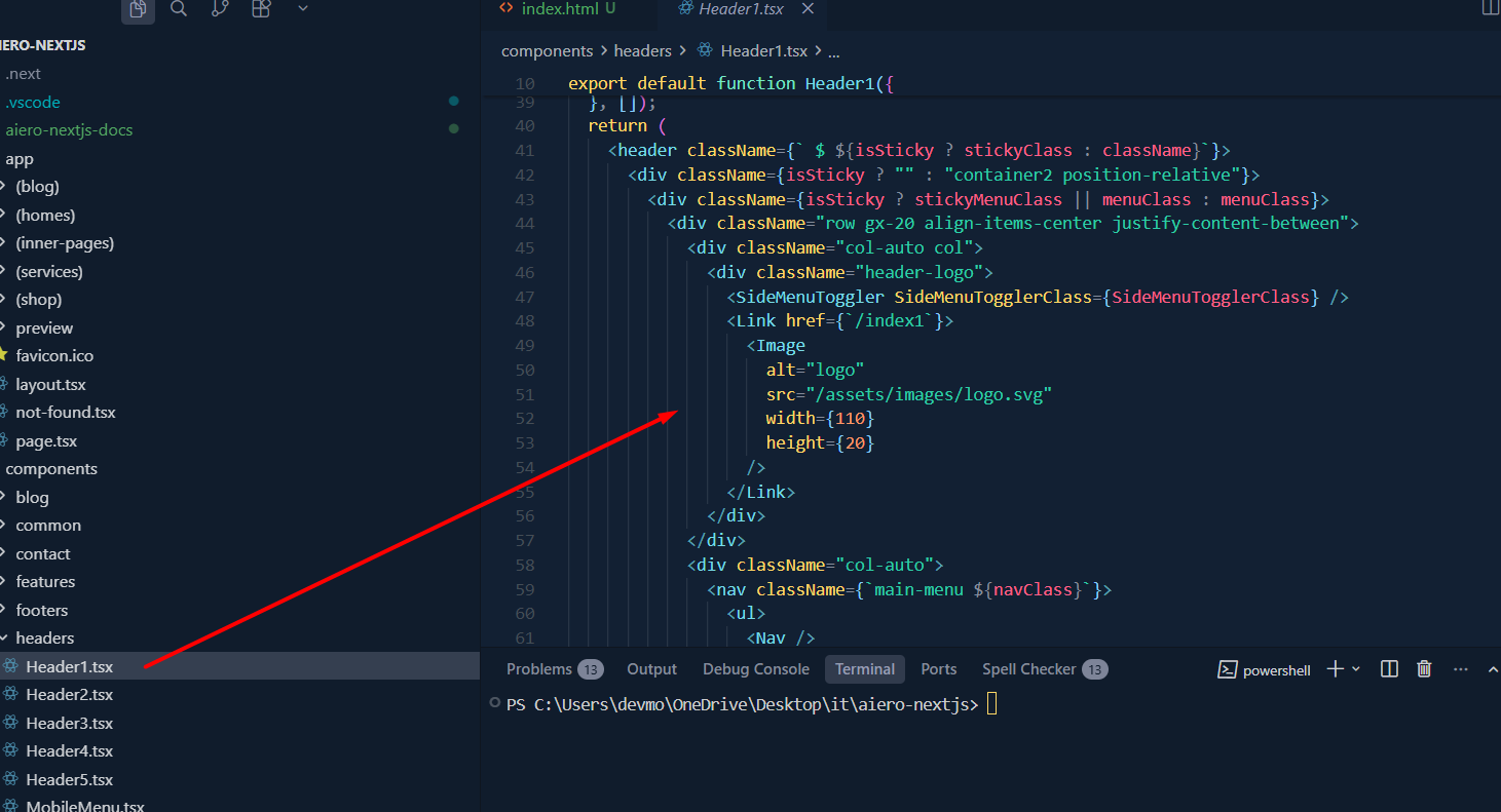 Update header logo component