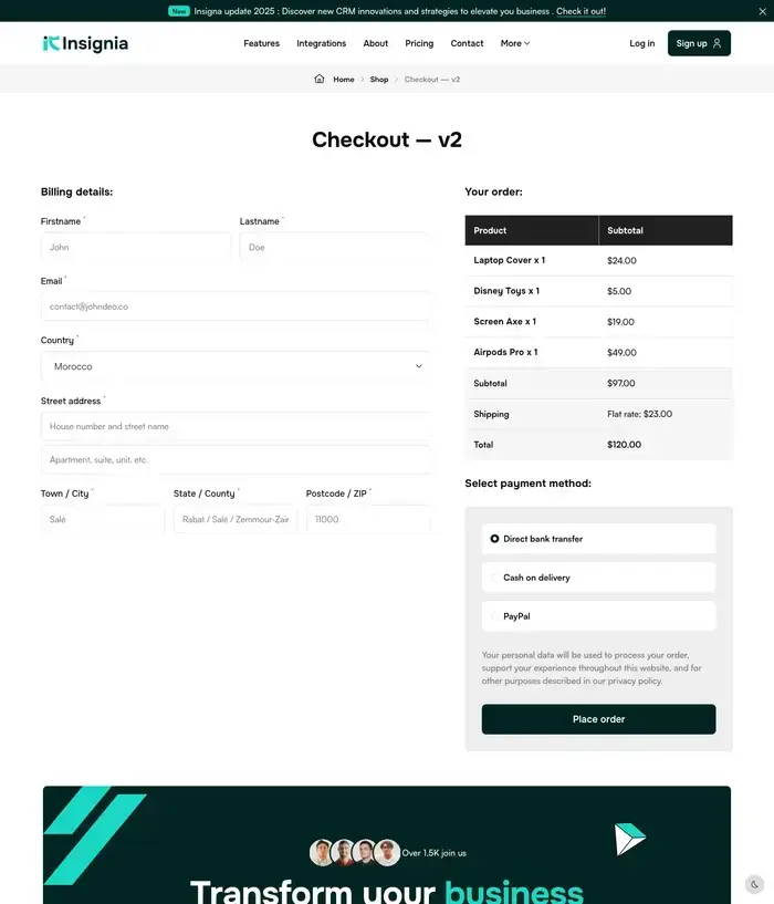 Checkout v2